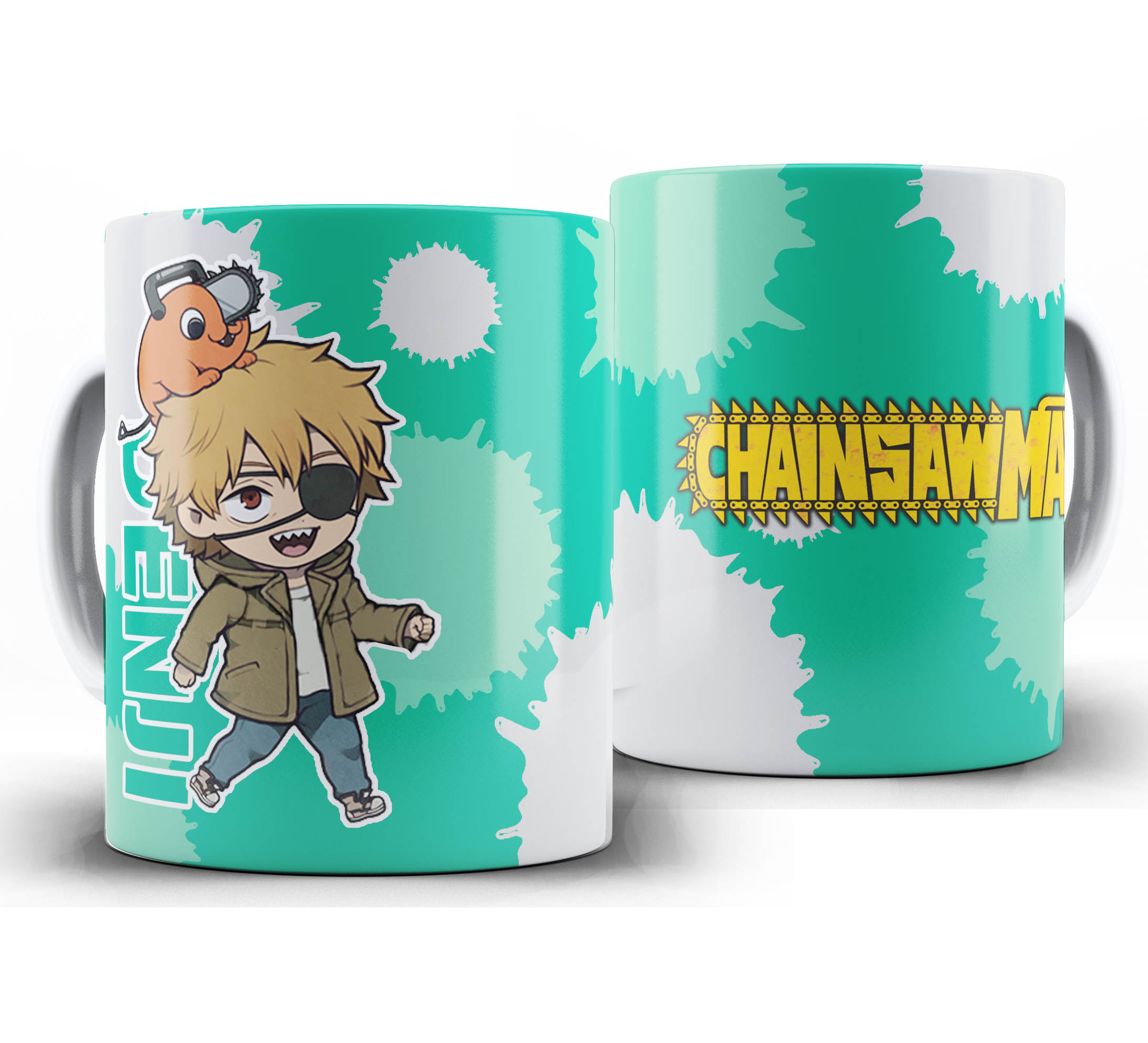 Caneca Anime - Chainsaw Man Chibi - Denji + Pochita